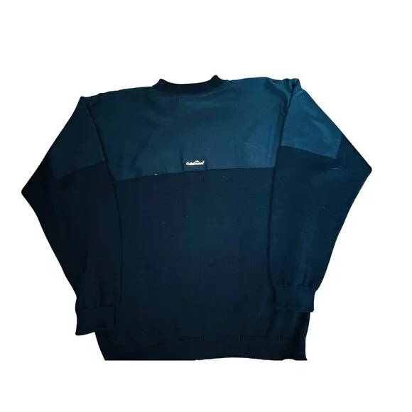 RainSweater Navy Blue Crewneck Pullover Sweater With Reinforced Shoulder Panels - Picture 2 of 6